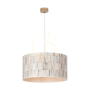 Závěsné svítidlo Malo, 1xE27, Max. 60 W, olejovaný dub / průhledný PVC kabel / vícebarevný stínidlo z tapety, Ø 50 cm small 1