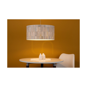 Závěsné svítidlo Malo, 1xE27, Max. 60 W, olejovaný dub / průhledný PVC kabel / vícebarevný stínidlo z tapety, Ø 50 cm small 2