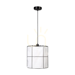 Závěsné svítidlo Marinero, 1xE27, Max. 15W LED, černý kov / černý opletený kabel / černý kovový stínidlo s bílým lnem, Ø 40 cm small 0