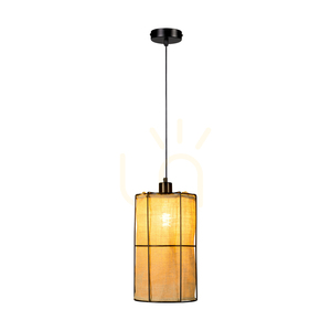 Závěsné svítidlo Marinero, 1xE27, Max. 15W LED, černý kov / černý opletený kabel / černý kovový stínidlo s béžovým lnem, Ø 20 cm small 1