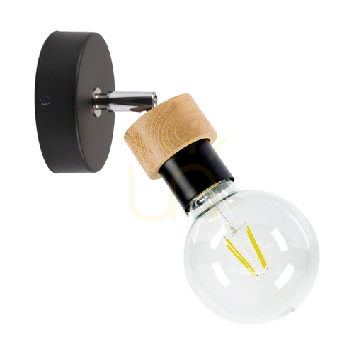 Kontrola Nástěnné svítidlo Marjolaine, 1xE27, max.. 25 W, olejovaný dub / černý kov, 13 cm