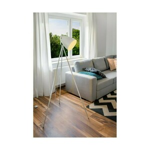 Stojací lampa Marla, 1xE27, Max. 60 W, bílý kov / bílý PVC kabel, Ø 80 cm small 1