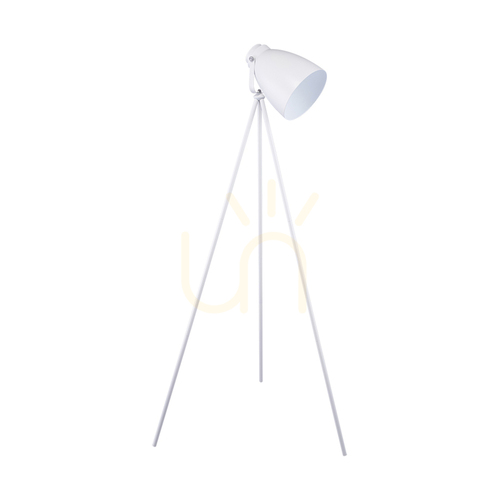 Kontrola Stojací lampa Marla, 1xE27, Max. 60 W, bílý kov / bílý PVC kabel, Ø 80 cm