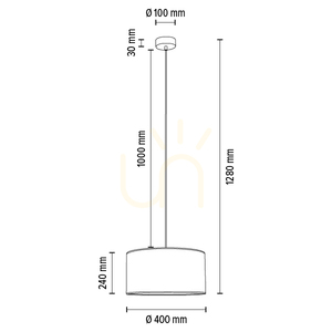 Závěsné svítidlo Mateo, 1xE27, Max. 60 W, černý kov / průhledný PVC kabel / béžový stínidlo z tapety, Ø 40 cm small 2