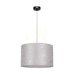 Závěsné svítidlo Mateo, 1xE27, Max. 60 W, černý kov / průhledný PVC kabel / béžový stínidlo z tapety, Ø 40 cm small 0