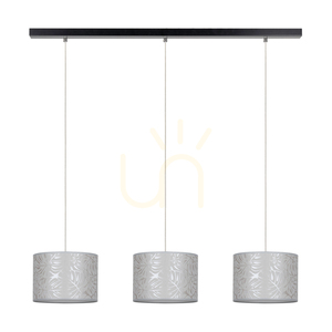 Závěsné svítidlo Mateo, 3xE27, Max. 25 W, černý kov / průhledný PVC kabel / béžový stínidlo z tapety, 117 cm small 0