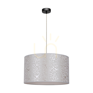 Závěsné svítidlo Mateo, 1xE27, Max. 60 W, černý kov / průhledný PVC kabel / béžový stínidlo z tapety, Ø 50 cm small 0