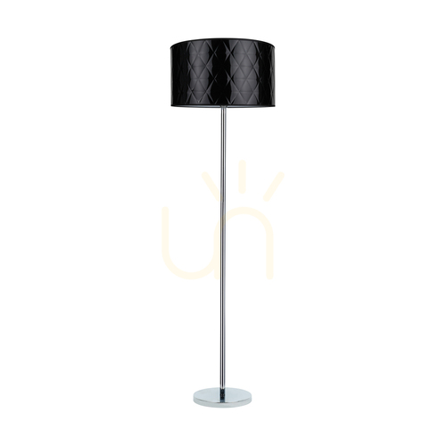Kontrola Stojací lampa Maxima, 1xE27, Max. 60 W, chromovaný kov / průhledný PVC kabel / černý stínidlo, Ø 50 cm