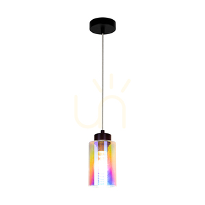 Závěsné svítidlo Meno, 1xE27, Max. 60 W, černý kov / průhledný PVC kabel / vícebarevný skleněný stínidlo, Ø 10 cm small 1