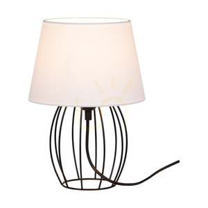 Stolní lampa Merano, 1xE27, Max. 25 W, černý kov / černý PVC kabel / bílý stínidlo, Ø 20 cm small 1