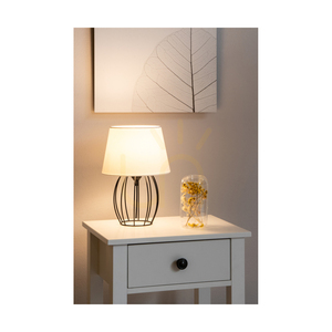 Stolní lampa Merano, 1xE27, Max. 25 W, černý kov / černý PVC kabel / bílý stínidlo, Ø 20 cm small 2
