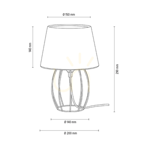 Stolní lampa Merano, 1xE27, Max. 25 W, černý kov / černý PVC kabel / bílý stínidlo, Ø 20 cm small 3