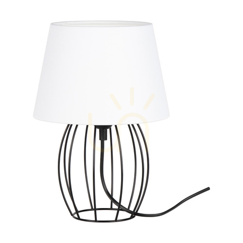 Kontrola Stolní lampa Merano, 1xE27, Max. 25 W, černý kov / černý PVC kabel / bílý stínidlo, Ø 20 cm