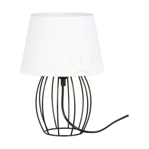 Stolní lampa Merano, 1xE27, Max. 25 W, černý kov / černý PVC kabel / bílý stínidlo, Ø 20 cm small 0