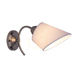 Nástěnné svítidlo Mette Wall, 1xE27, max.. 40 W, saténově matný kov/bílý stínidlo, 30 cm small 1