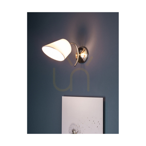 Nástěnné svítidlo Mette Wall, 1xE27, max.. 40 W, saténově matný kov/bílý stínidlo, 30 cm small 3