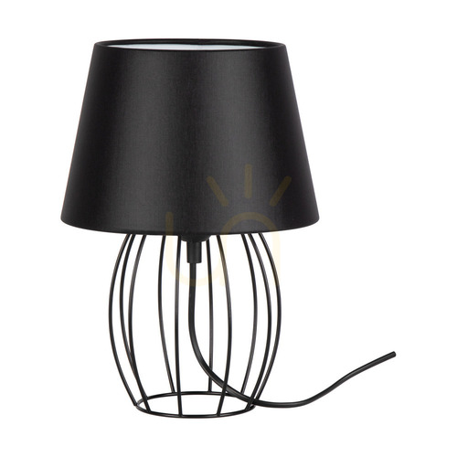 Kontrola Stolní lampa Merano, 1xE27, Max. 25 W, černý kov / černý PVC kabel / černý stínidlo, Ø 20 cm