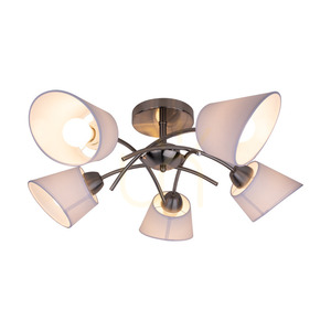 Stropní svítidlo Mette, 5xE27, Max. 40 W, saténově matný kov/bílá, stínidlo Ø 70 cm small 1