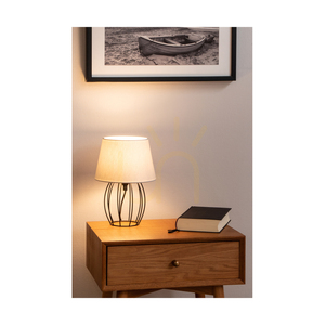Stolní lampa Merano, 1xE27, Max. 25 W, černý kov / černý PVC kabel / šedý stínidlo, Ø 20 cm small 2