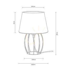 Stolní lampa Merano, 1xE27, Max. 25 W, černý kov / černý PVC kabel / šedý stínidlo, Ø 20 cm small 3