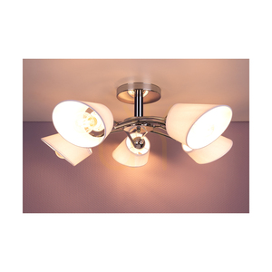 Stropní svítidlo Mette, 5xE27, Max. 40 W, chromovaný kov/bílá, stínidlo Ø 70 cm small 2