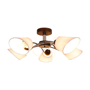 Stropní svítidlo Mette Wood, 5xE27, Max. 40 W, bukové a ořechové dřevo / chromovaný kov / bílý stínidlo, Ø 70 cm small 1