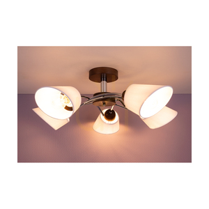 Stropní svítidlo Mette Wood, 5xE27, Max. 40 W, bukové a ořechové dřevo / chromovaný kov / bílý stínidlo, Ø 70 cm small 3