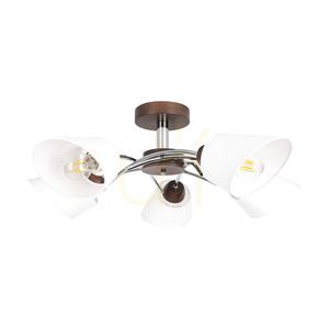 Stropní svítidlo Mette Wood, 5xE27, Max. 40 W, bukové a ořechové dřevo / chromovaný kov / bílý stínidlo, Ø 70 cm small 0
