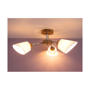 Stropní svítidlo Mette Wood, 3xE27, Max. 40 W, olejovaný dub / chromovaný kov / bílý stínidlo, Ø 70 cm small 3