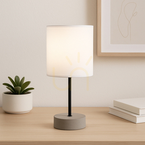 Stolní lampa Mila, 1xE27, Max. 25 W, šedý beton / černý kov / černý PVC kabel / bílé stínidlo, Ø 13 cm small 2