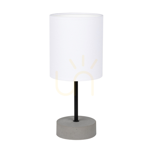 Kontrola Stolní lampa Mila, 1xE27, Max. 25 W, šedý beton / černý kov / černý PVC kabel / bílé stínidlo, Ø 13 cm