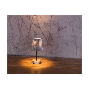 Stolní lampa Mila Wood, 1xE14, Max. 25 W, bříza/černý kov/černý PVC kabel/stříbrný stínidlo, Ø 14 cm small 4