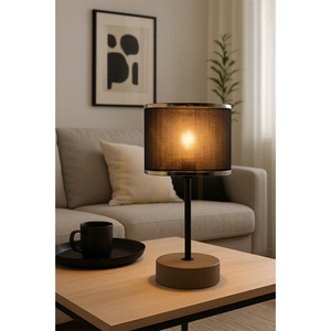 Stolní lampa Mila, 1xE14 max.. 25 W, šedý beton / černý kov / černý PVC kabel / černý a chromový stínidlo, Ø 14 cm small 1