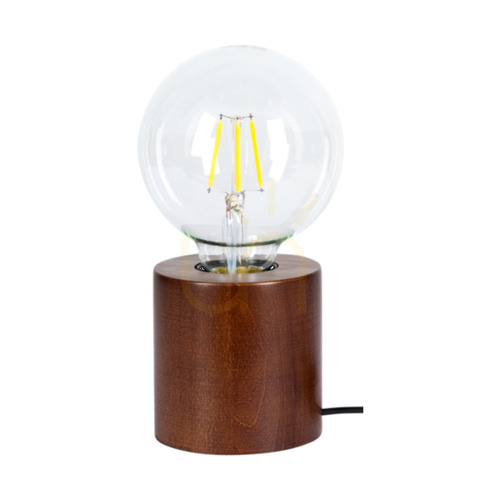 Kontrola Stolní lampa Minnie, 1xE27, Max. 25 W, bukové a ořechové dřevo / černý PVC kabel, Ø 8 cm