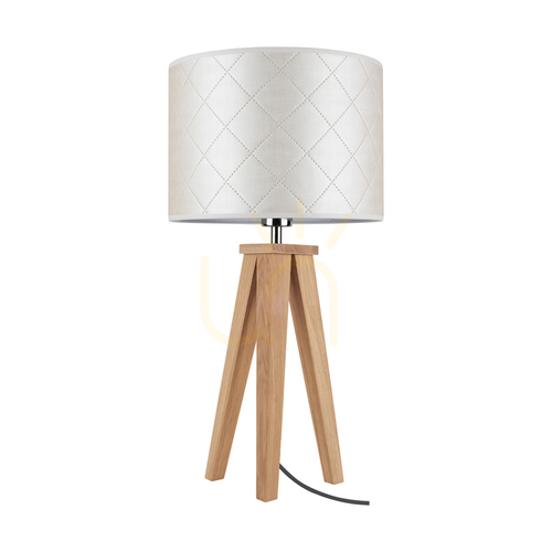 Kontrola Stolní lampa Mirabella, 1xE27, Max. 60 W, olejovaný dub/antracit, opletený kabel, perlový stínidlo, Ø 30 cm