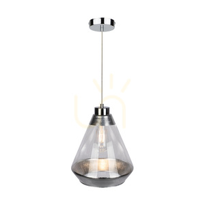 Závěsné svítidlo Mistral, 1xE27, Max. 60 W, chromovaný kov / kabel z průhledného PVC / stříbrno-průhledný skleněný stínidlo, Ø 25 cm small 1