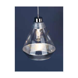 Závěsné svítidlo Mistral, 1xE27, Max. 60 W, chromovaný kov / kabel z průhledného PVC / stříbrno-průhledný skleněný stínidlo, Ø 25 cm small 2