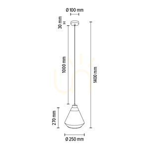 Závěsné svítidlo Mistral, 1xE27, Max. 60 W, chromovaný kov / kabel z průhledného PVC / stříbrno-průhledný skleněný stínidlo, Ø 25 cm small 4