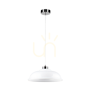 Závěsné svítidlo Molde, 1xE27, Max. 60 W, chromovaný kov / průhledný PVC kabel / bílé skleněné stínidlo, Ø 34 cm small 0
