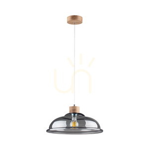Závěsné svítidlo Molde, 1xE27, Max. 60 W, olejovaný dub / průhledný PVC kabel / stínidlo z kouřového skla, Ø 34 cm small 0