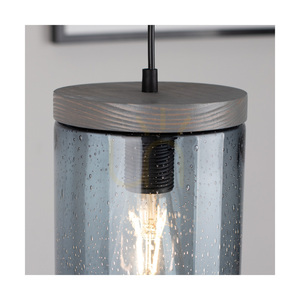 Závěsné svítidlo Monsun 4xE27 Max. 60 W, borovice mořená do šeda / černý PVC kabel / stínidlo z kouřového skla, 100 cm small 3