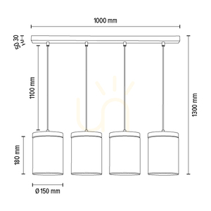 Závěsné svítidlo Monsun 4xE27 Max. 60 W, borovice mořená do šeda / černý PVC kabel / stínidlo z kouřového skla, 100 cm small 4