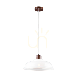 Závěsné svítidlo Molde, 1xE27, Max. 60 W, bukové a ořechové dřevo / průhledný PVC kabel / bílý skleněný stínidlo, Ø 34 cm small 1