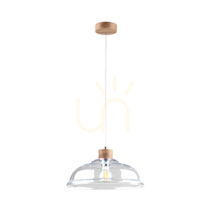 Závěsné svítidlo Molde, 1xE27, Max. 60 W, olejovaný dub / průhledný PVC kabel / průhledný skleněný stínidlo, Ø 34 cm small 0