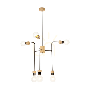 Stropní svítidlo Montix, 6xE27, Max. 40 W, olejovaný dub/černý kov, Ø 73 cm small 1
