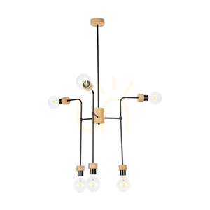 Stropní svítidlo Montix, 6xE27, Max. 40 W, olejovaný dub/černý kov, Ø 73 cm small 0