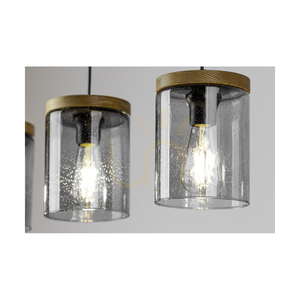 Závěsné svítidlo Monsun 4xE27 Max. 60 W, borovice mořená do hněda / černý PVC kabel / stínidlo z kouřového skla, 100 cm small 3