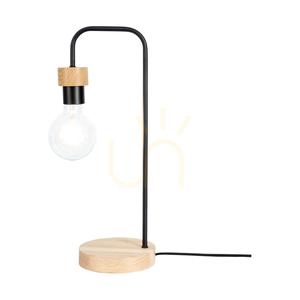 Stolní lampa Muriel, 1xE27, Max. 25 W, olejovaný dub / černý kov / černý opletený kabel, 20 cm small 1