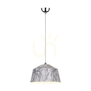 Závěsné svítidlo Natura, 1xE27, Max. 60 W, chromovaný kov / průhledný PVC kabel / bílo-šedý kovový stínidlo, Ø 28 cm small 1