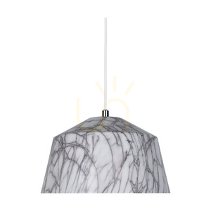 Závěsné svítidlo Natura, 1xE27, Max. 60 W, chromovaný kov / průhledný PVC kabel / bílo-šedý kovový stínidlo, Ø 28 cm small 2
